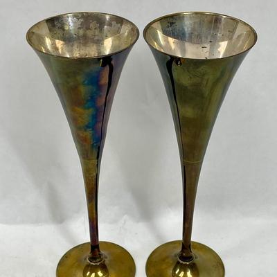 Silver Plated Brass Champagne Toasting Flutes