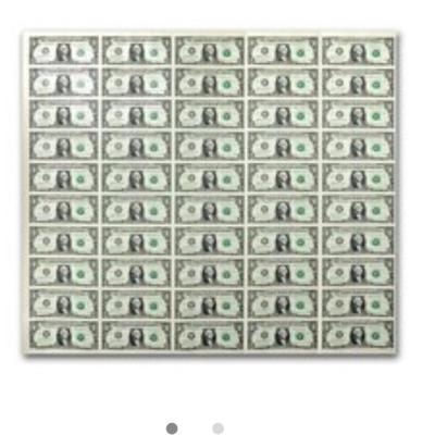 2017 (B-New York) $1.00 FRN CU (Fr#3003-B) 50 Uncut sheet