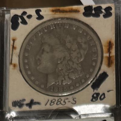 1885 S MORGAN VF+ U S COIN silver