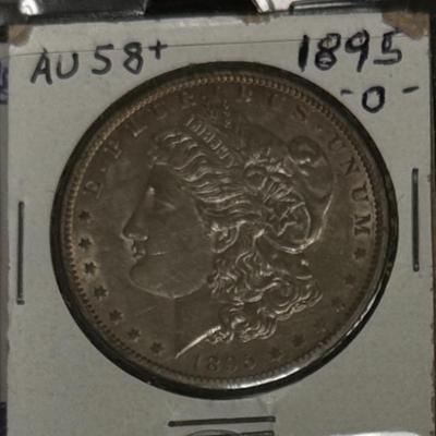 1895 O MORGAN AU 58 1$ RAREST OF DATES