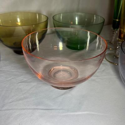 Set of Colored Glass w/ Gold Flutes & More (LR-RG)