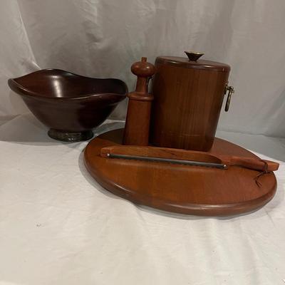 Hand Turned Mahogany Bowl & More Wooden Items (K -MG)
