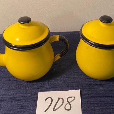 Vintage Yellow Emanuel Ware Cream and Sugar Set