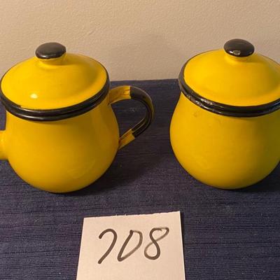 Vintage Yellow Emanuel Ware Cream and Sugar Set