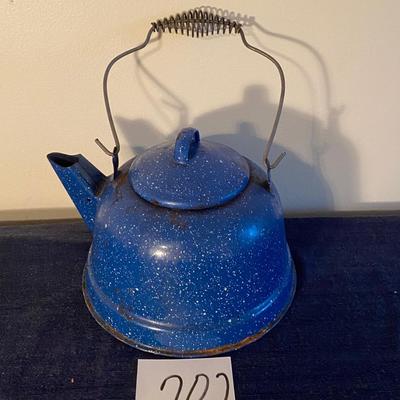 Vintage Blue Granite Kettle