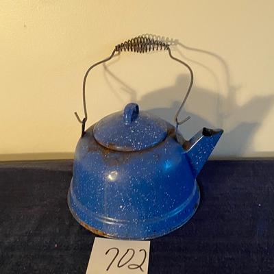 Vintage Blue Granite Kettle