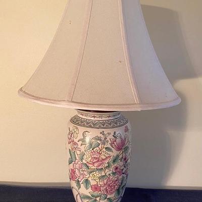 Vintage Floral Porcelain Raised Table Lamp