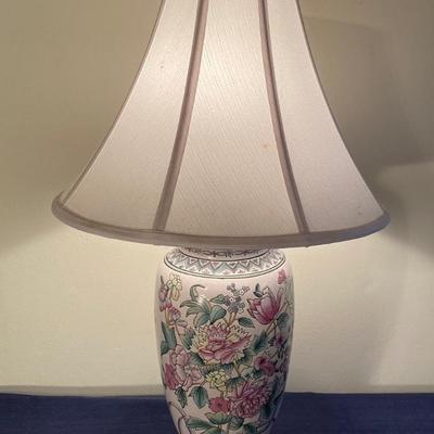 Vintage Floral Porcelain Raised Table Lamp
