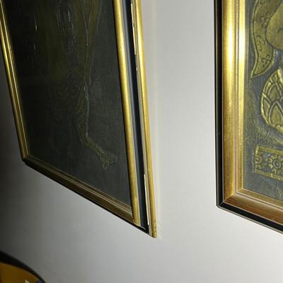 Pair of Framed Rubbings, Silk Panel & Door Curtain (GB2-RG)