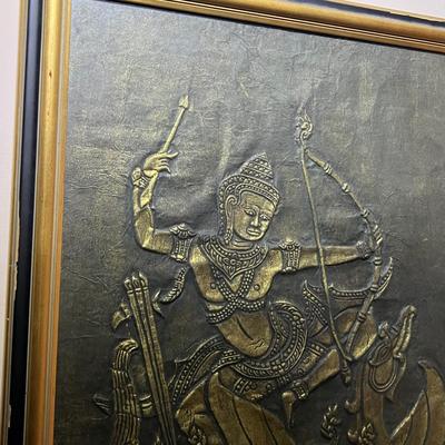 Pair of Framed Rubbings, Silk Panel & Door Curtain (GB2-RG)