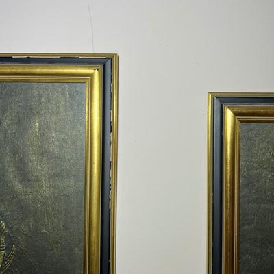 Pair of Framed Rubbings, Silk Panel & Door Curtain (GB2-RG)