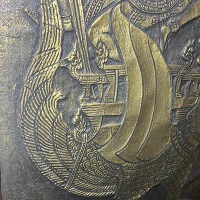 Pair of Framed Rubbings, Silk Panel & Door Curtain (GB2-RG)