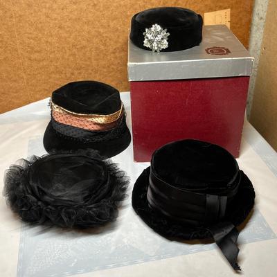 4 Black Hats w/ box