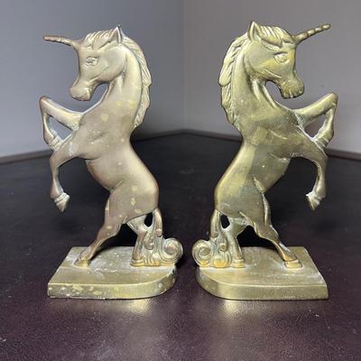 Gatco Brass Unicorn Bookends Plus Fairy Tales/ Fables (D-RG)