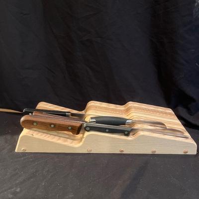 R.H. Forschner, J.A. Henckels Knives & Wooden Knife Holder (K-MG)