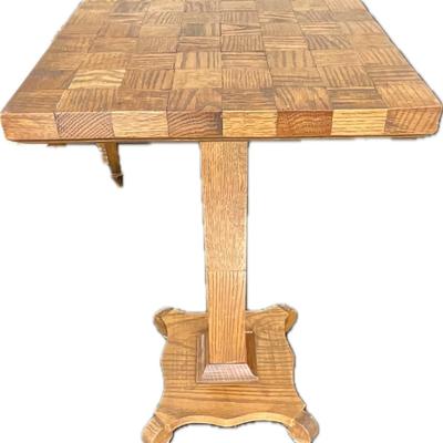 Lot# 022 Butcher Block Top Style Footed Stand