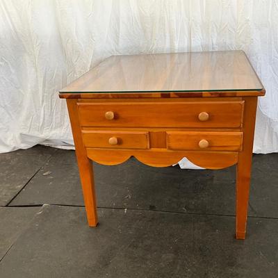 Lot # 023 Scalloped Edge Wooden Glass-Top Table