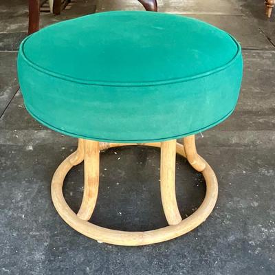 LOT# 027 Upholstered Seat Classic Rattan Stool