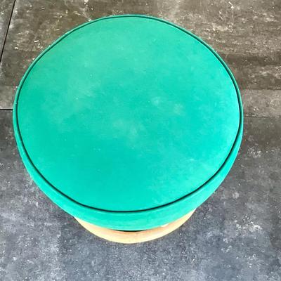 LOT# 027 Upholstered Seat Classic Rattan Stool