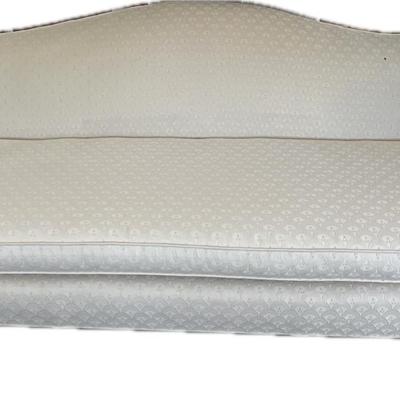 Lot# 033 Beautiful Vintage Upholstered Camelback Mahogany Sofa