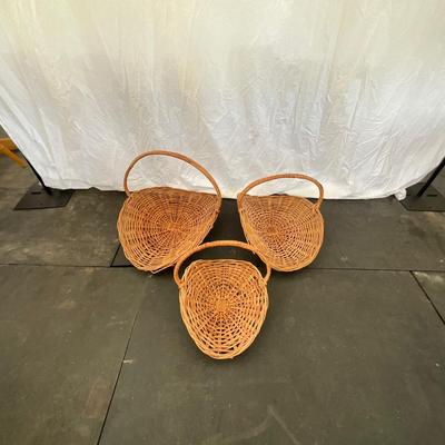 Lot# 035 Set of Three Vintage Woven Rattan Bamboo Gathering Baskets