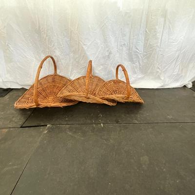 Lot# 035 Set of Three Vintage Woven Rattan Bamboo Gathering Baskets