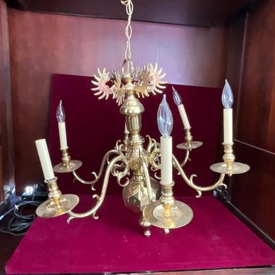 Lot# 036. Vintage Brass Chandelier with Six Arms