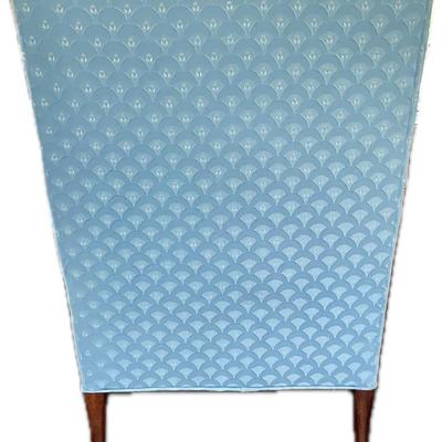 Lot# 029.Vintage Damask Upholstered Wingback Chair with Down Cushion