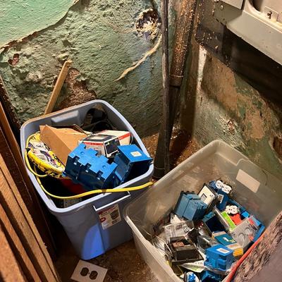Misc Tools, Tiles, Tile Cutter, and Electrical Wiring Components (basement)