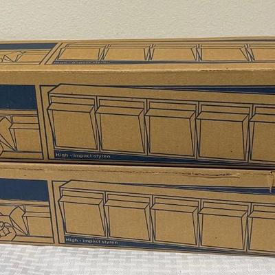 Lot of (2) NEW Tilt-Bin Transparent Tilt-Out Multi-Storage System 6 bins each Office Garage Workshop