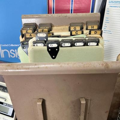 Vintage metal indexs and cards Telephone books