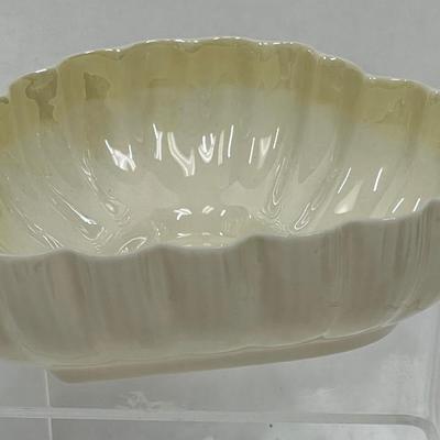 Vintage Belleek Heart Bowl with green maker mark