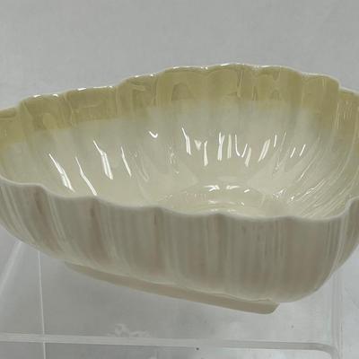 Vintage Belleek Heart Bowl with green maker mark