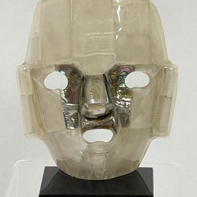 Vintage Mid Century Decor Mayan Aztec Mosaic Mask Mother of Pearl