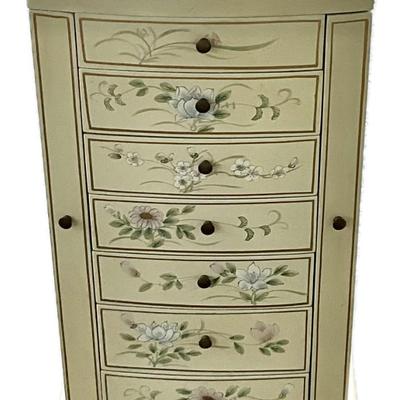 Lot# 052 Floral Painted Stand-Up Jewelry Box