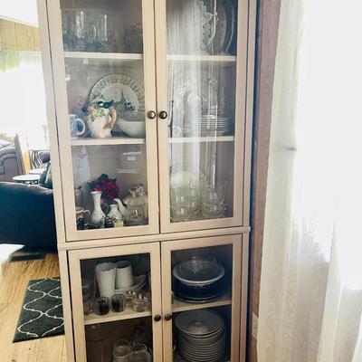 265 COUNTRY STYLE WHITEWASHED CHINA CABINET