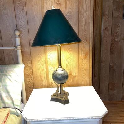 267 BRASS & MARBLE TABLE LAMP BLACK SHADE