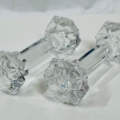 2 Crystal Glass Knife Rests Utensil Holders