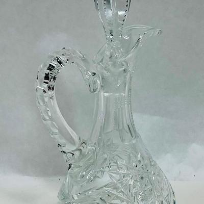 Antique Crystal Cruet Decanter with stopper for Oil or Vinegar