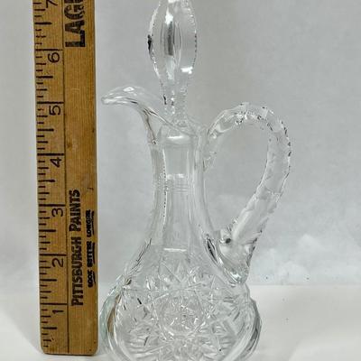 Antique Crystal Cruet Decanter with stopper for Oil or Vinegar