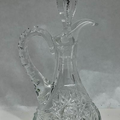 Antique Crystal Cruet Decanter with stopper for Oil or Vinegar