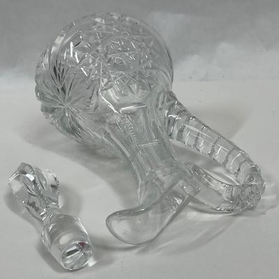 Antique Crystal Cruet Decanter with stopper for Oil or Vinegar