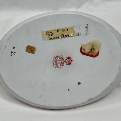 Imperial Russian Antique Porcelain Oval centerpiece Plate with metal handle carrier