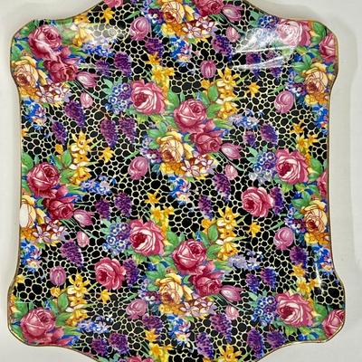 Vintage Royal Winton Hazel Chintz black background