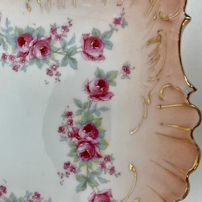 Antique Brunswick Germany Tray Platter Porcelain Embossed Floral Pattern