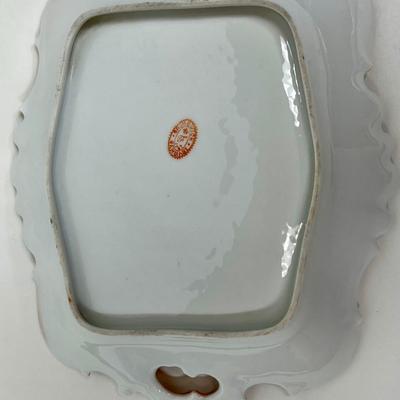 Antique Brunswick Germany Tray Platter Porcelain Embossed Floral Pattern