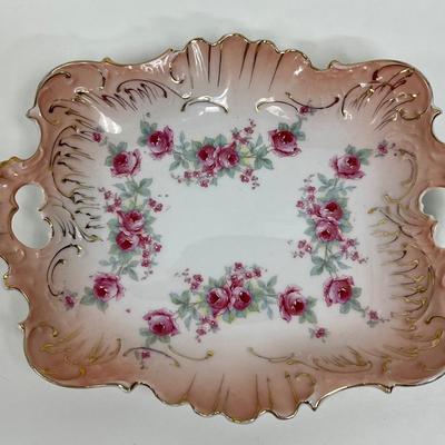 Antique Brunswick Germany Tray Platter Porcelain Embossed Floral Pattern