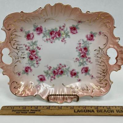 Antique Brunswick Germany Tray Platter Porcelain Embossed Floral Pattern