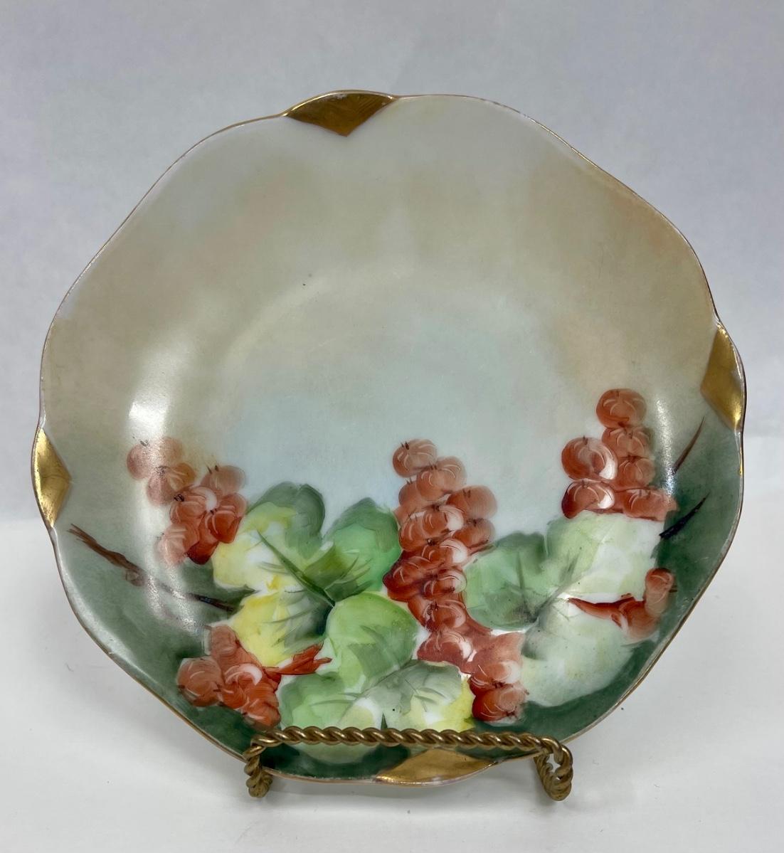 Hand-painted Silesia Porcelain Plate With Grapes | EstateSales.org