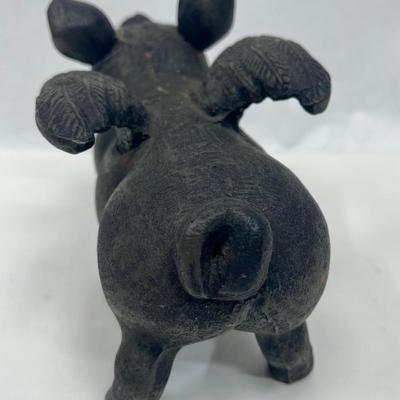 Antique Rustic & Whimsical Cast Iron Pig with Angel Wings